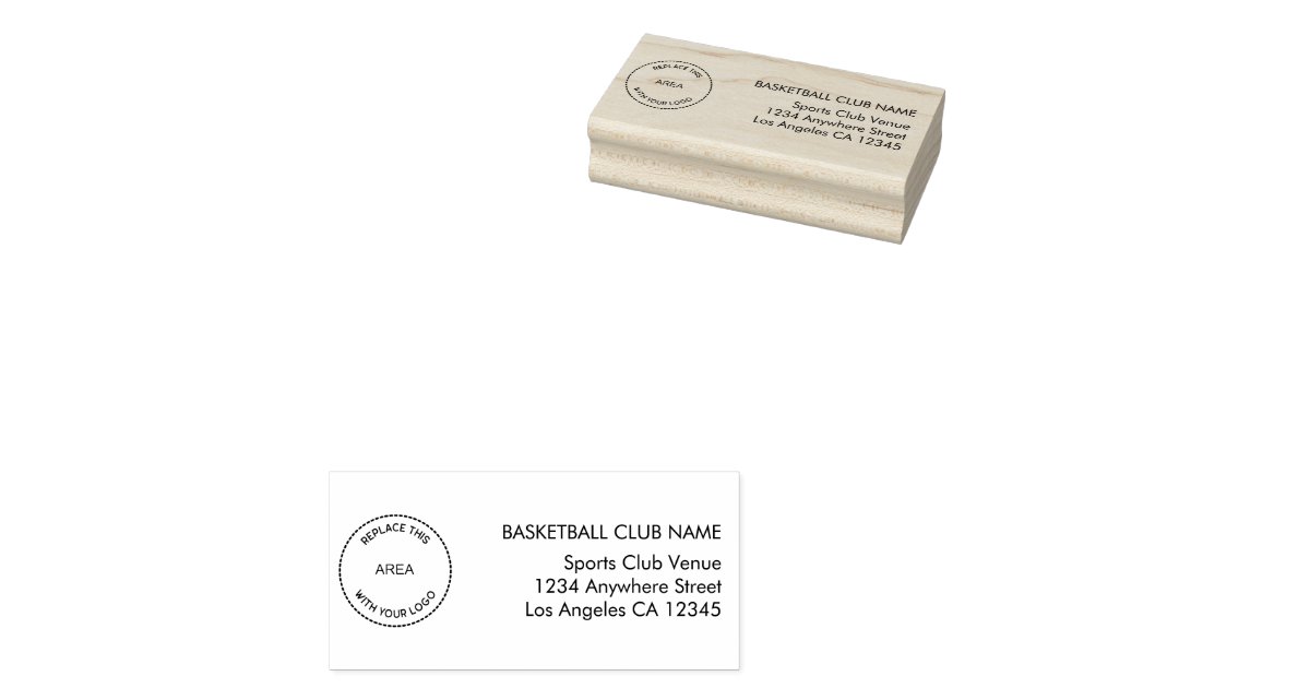 Custom Logo Basketball Club Return Name Address Rubber Stamp | Zazzle