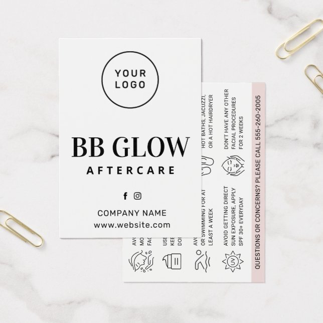 Custom Logo BB Glow Aftercare Card (Office)