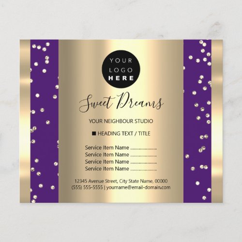 Custom Logo Beauty Makeup Price Gold Confetti Flyer