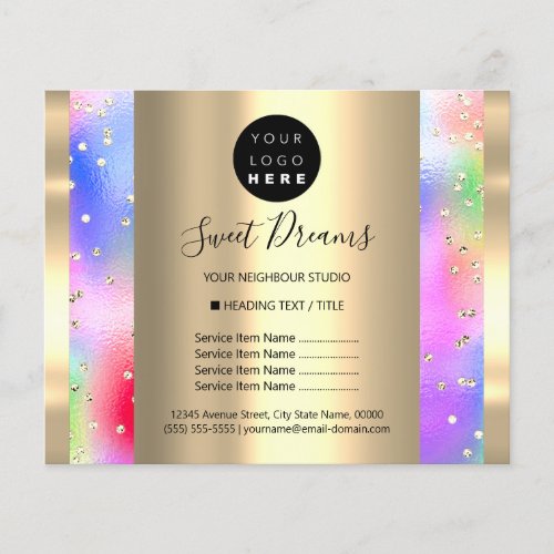 Custom Logo Beauty Makeup Price List Confetti Flyer