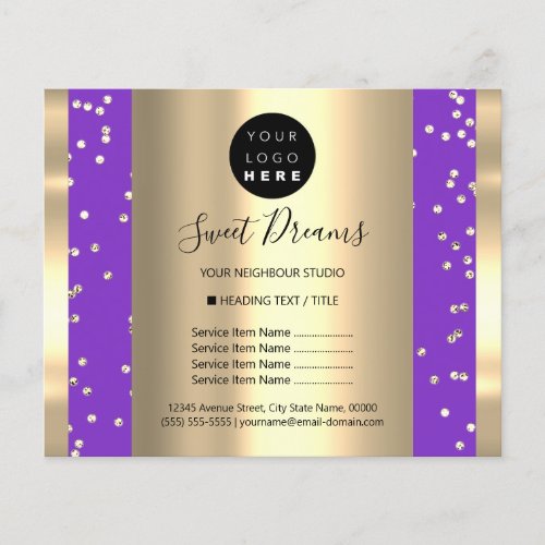 Custom Logo Beauty Makeup Price List Confetti  Flyer