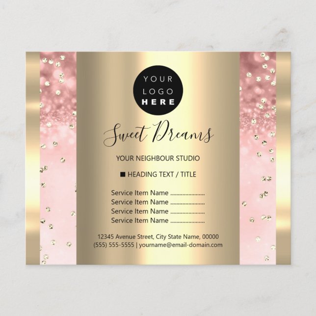 Custom Logo Beauty Makeup Price List Rose Flyer (Front)