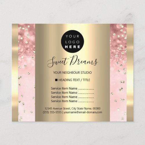 Custom Logo Beauty Makeup Price List Rose Flyer