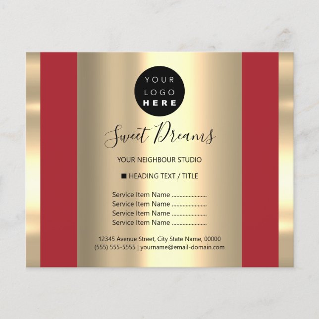 Custom Logo Beauty Salon Makeup Price List Red Flyer (Front)