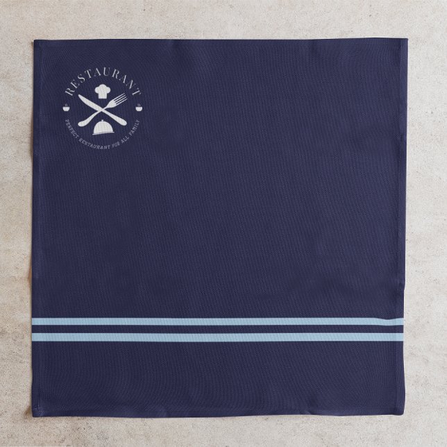 Custom Logo Bistro Style Blue Restaurant  Cloth Napkin (Creator Uploaded)