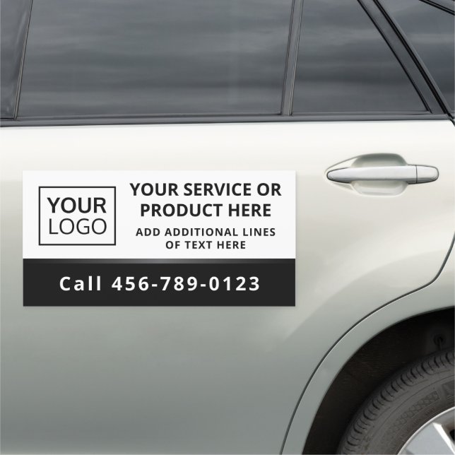 Custom logo black and white business service car magnet (In Situ)