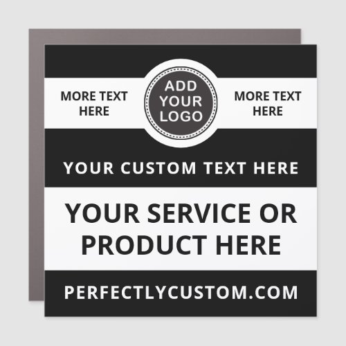 Custom logo black and white business service car magnet
