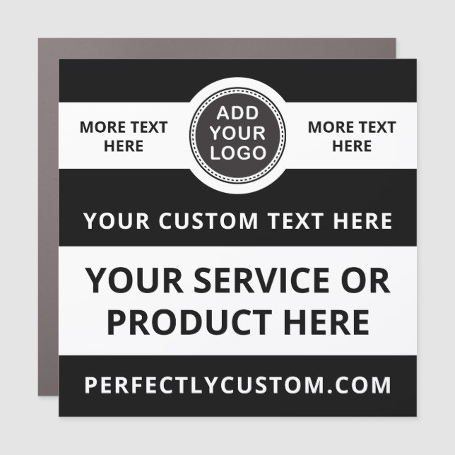 Custom logo black and white business service car magnet (Front)
