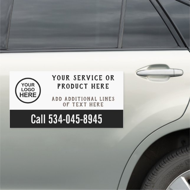 Custom logo black and white business service  car magnet (In Situ)