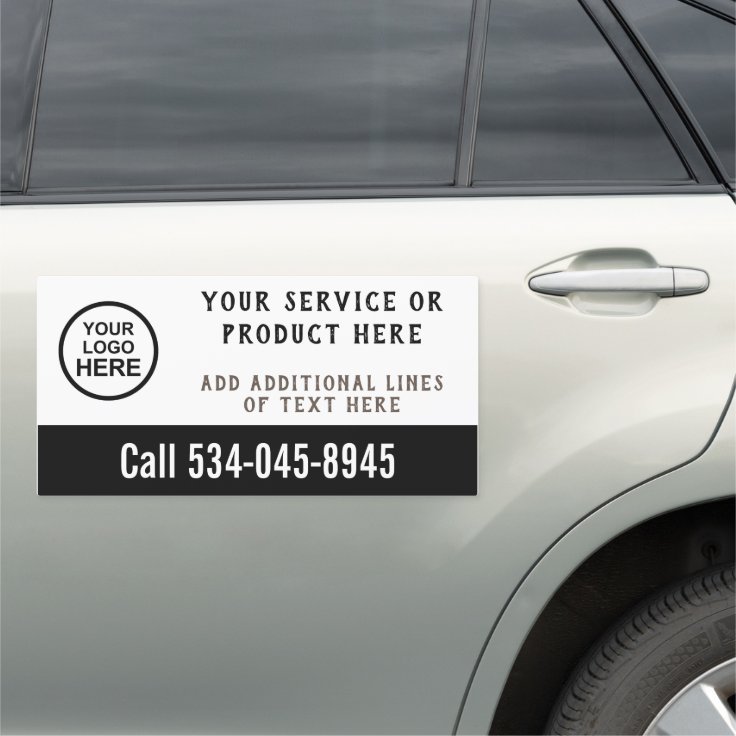 Custom Logo Black And White Business Service Car Magnet 