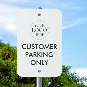 Custom Logo Black and White Customer Parking Only Metal Sign