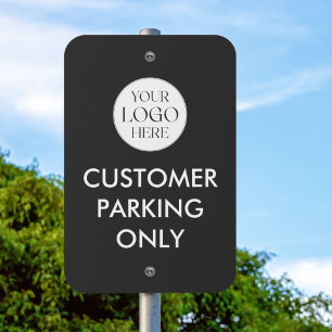 Custom Logo Black and White Customer Parking Only Metal Sign