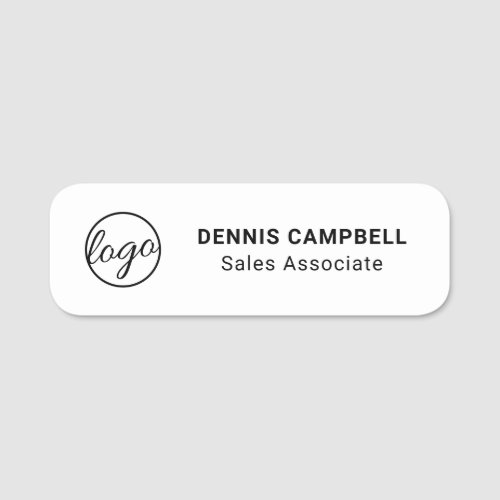 Custom Logo Black and White Simple Minimalist Name Tag