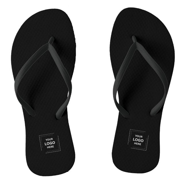 Custom Logo Black Corporate Flip Flops (Footbed)