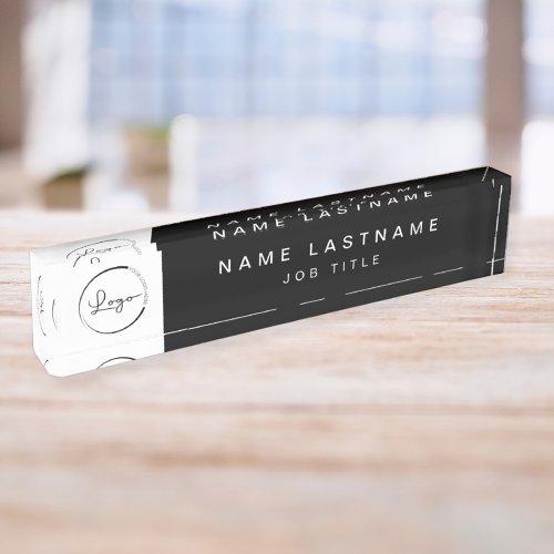 Custom Logo Black Elegant Professional Desk Name Plate