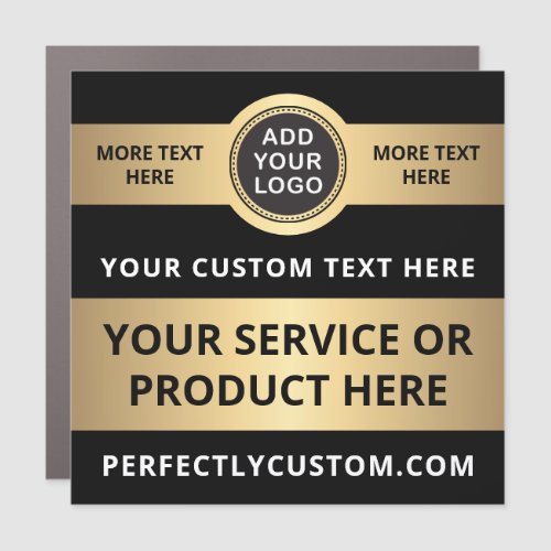 Custom logo black golden gradient business service car magnet