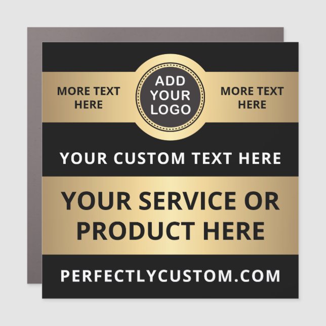 Custom logo black golden gradient business service car magnet (Front)