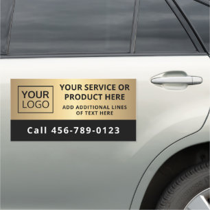 Custom logo black golden gradient business service car magnet