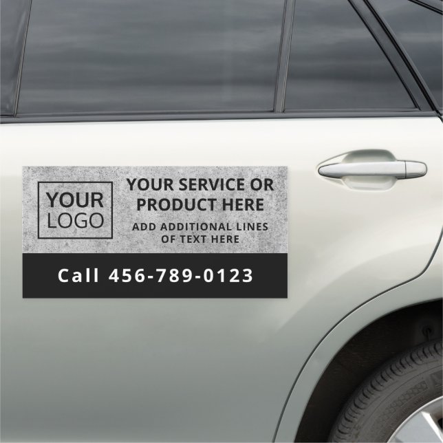 Custom logo black gray concrete business service car magnet (In Situ)