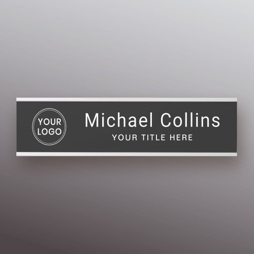 Custom logo black name and title template door sign