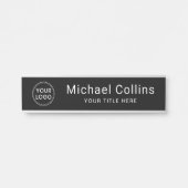 Custom logo black name and title template door sign | Zazzle