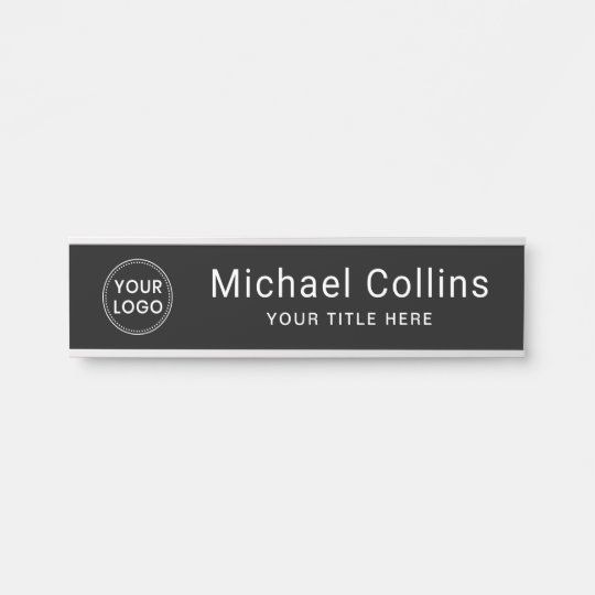 Custom logo black name and title template door sign | Zazzle.com