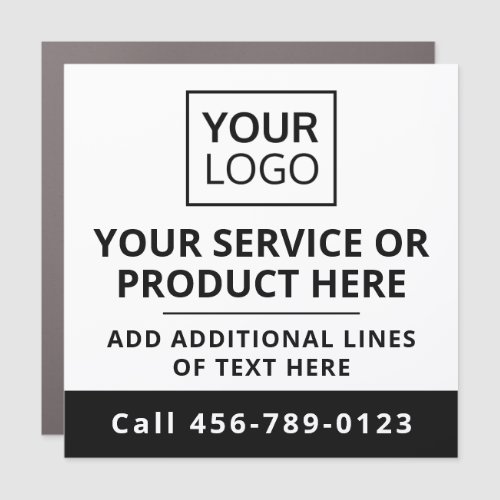 Custom logo black white business service square car magnet