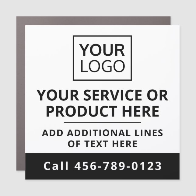 Custom logo black white business service square car magnet (Front)