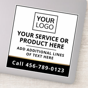 Custom logo black white business service square sticker