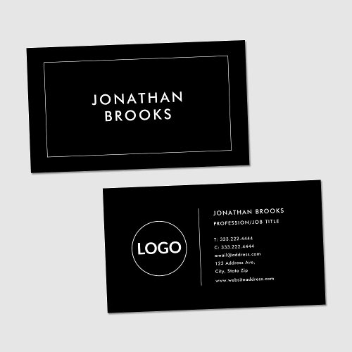 Custom Logo  Black  White Minimalist Modern Business Card