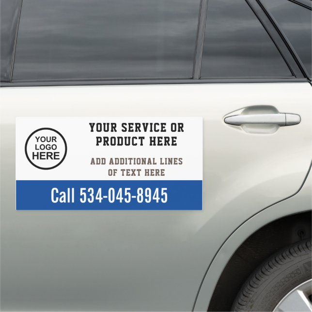 Custom logo bleu and white business service car  car magnet (In Situ)