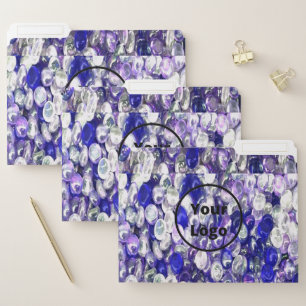 Custom logo blue and clear glass crystal balls file folder