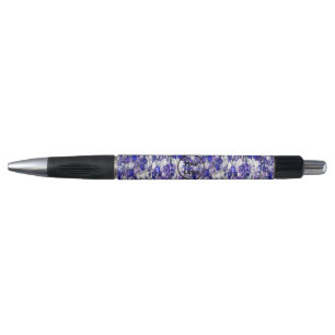 Custom logo blue and clear glass crystal balls pen