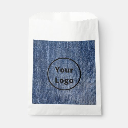 custom logo blue denim print favor bag