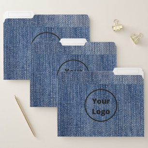 Custom logo blue denim print file folder