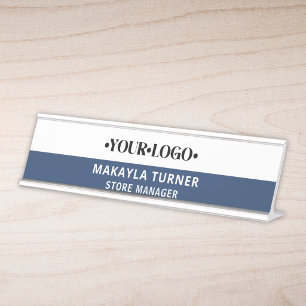 Custom Logo Blue Desk Name Plate