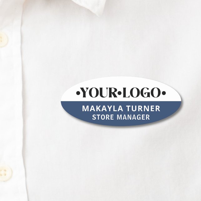 Custom Logo Blue Employee  Name Tag (Creator Uploaded)