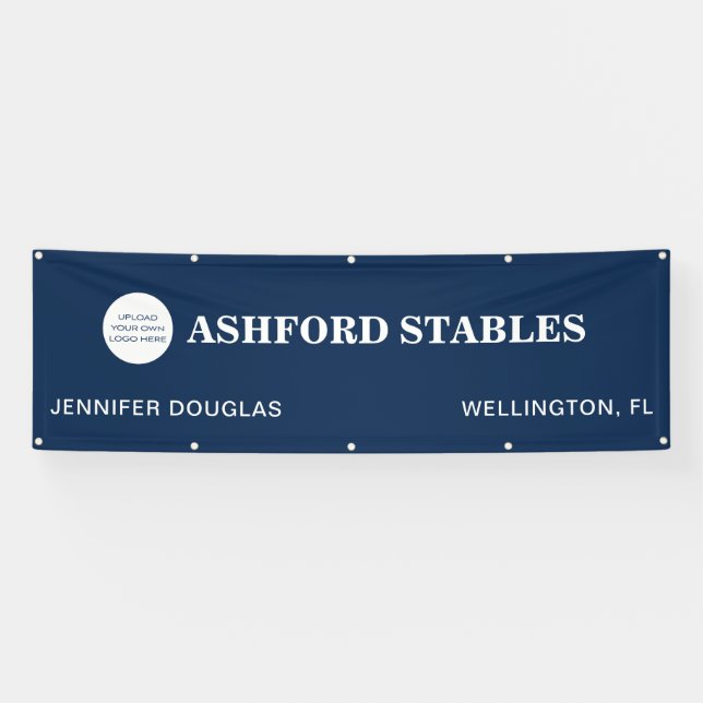 Custom Logo Blue Equestrian Stall Horse Show  Banner (Horizontal)