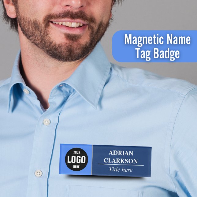 Custom Logo Blue Magnetic Name Tag Badge (Custom Logo Blue Magnetic Name Tag Badge)