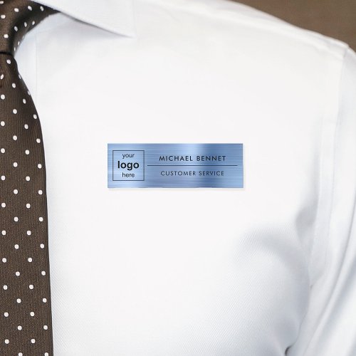 Custom Logo Blue Professional Business Name Tag