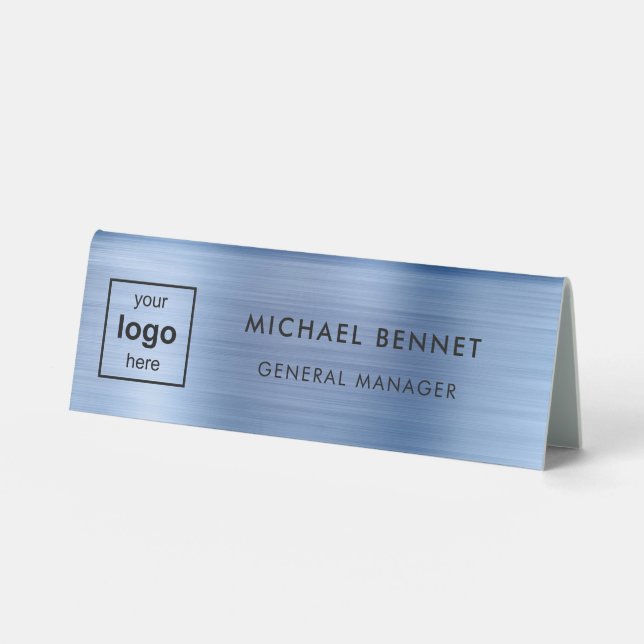 Custom Logo Blue Professional Business  Table Tent (Front)