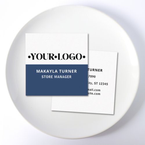 Custom Logo Blue Square Business Card