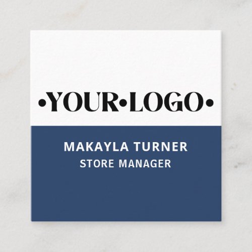 Custom Logo Blue Square Business Card