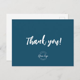 Custom Logo Blue white Customer appreciation Postcard | Zazzle