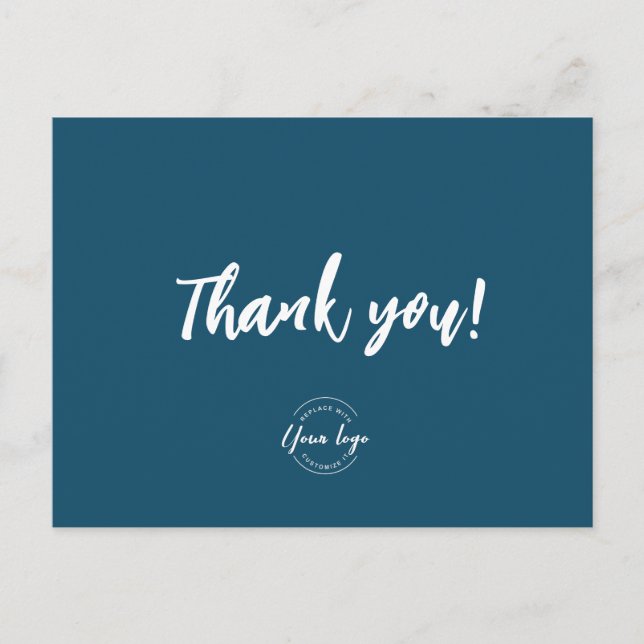 Custom Logo Blue white Customer appreciation Postcard (Front)