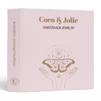 Custom Logo Blush Pink Mystical Small Business 3 Ring Binder