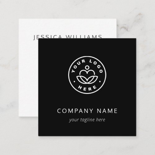 Custom Logo Bold Minimalist Corporate Black Square Business Card