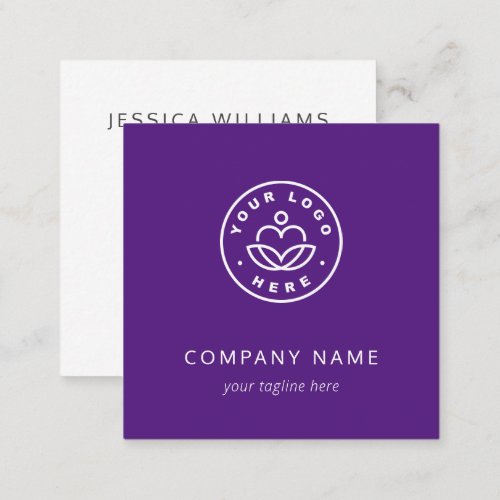Custom Logo Bold Minimalist Corporate Purple Square Business Card