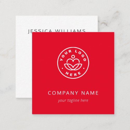 Custom Logo Bold Minimalist Corporate Red Square Business Card