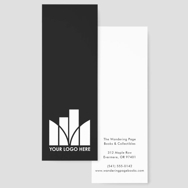 Custom Logo Bookstore Library Black Bookmarks (Front & Back)